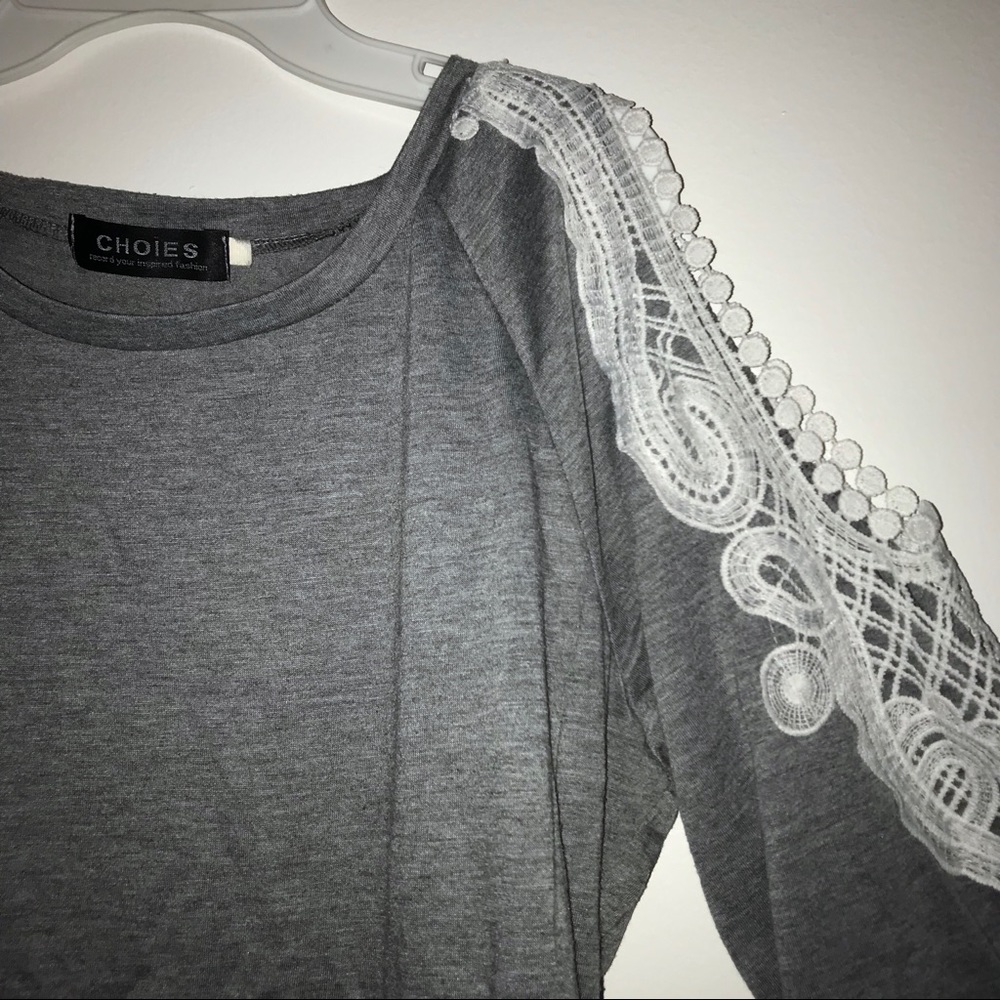Grey Open Shoulder Top
